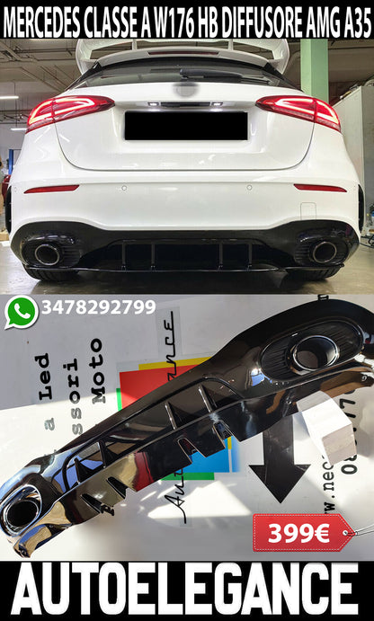 MERCEDES CLASSE A W177 2018+ DIFFUSORE POSTERIORE SOTTO PARAURTI AMG TERMINALI