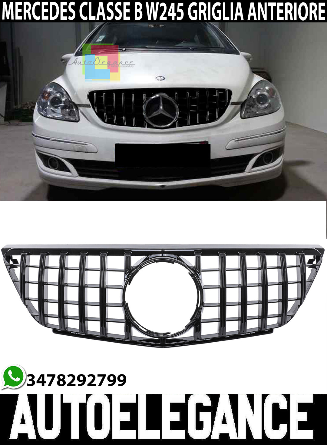 FRONT GRILLE MERCEDES B CLASS W245 AMG MASK BLACK PROFILES