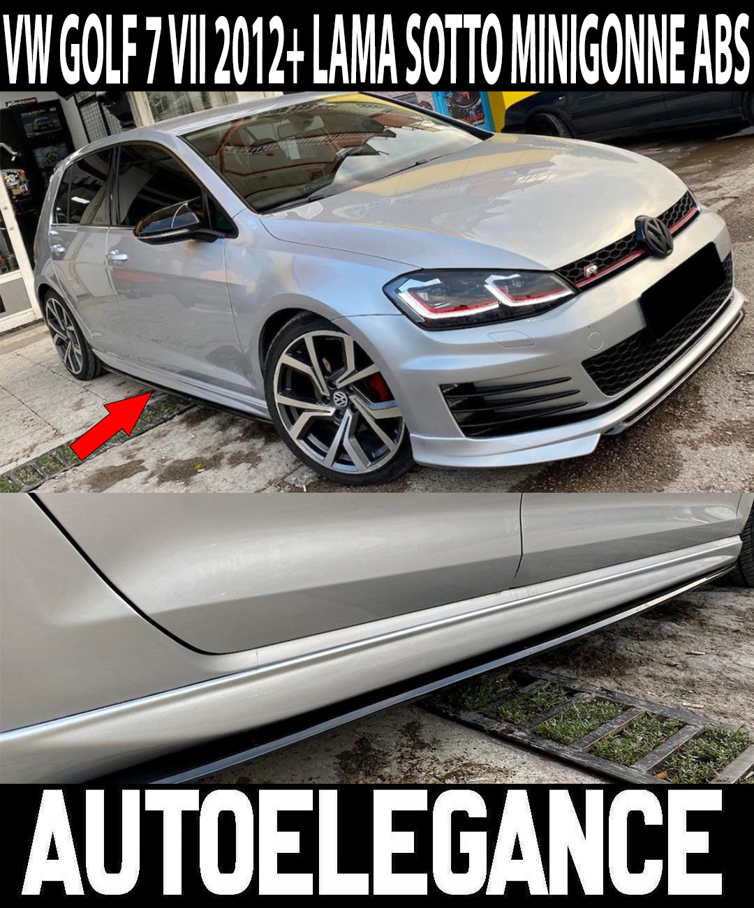 VW GOLF 7 VII 2012-2018 FLAPS UNDER SKIRT ABS / PLASTIC GLOSS BLACK