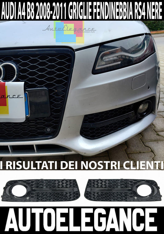 AUDI A4 B8 2008-2012 GRIGLIE FENDINEBBIA NERE DETTAGLI NERI DESIGN RS4 S4 AUTOELEGANCERICAMBI