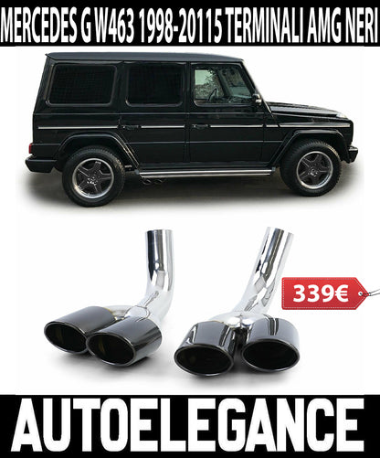 MERCEDES G-CLASS W463 1989-2015 AMG LOOK EXHAUST PIPE STAINLESS STEEL BLACK