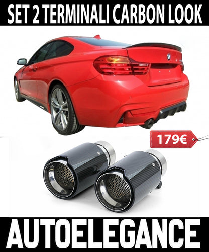 BMW SERIE 4 F32 F33 F36 2x TERMINALI DI SCARICO ACCIAIO CARBONIO LOOK M SPORT AUTOELEGANCERICAMBI
