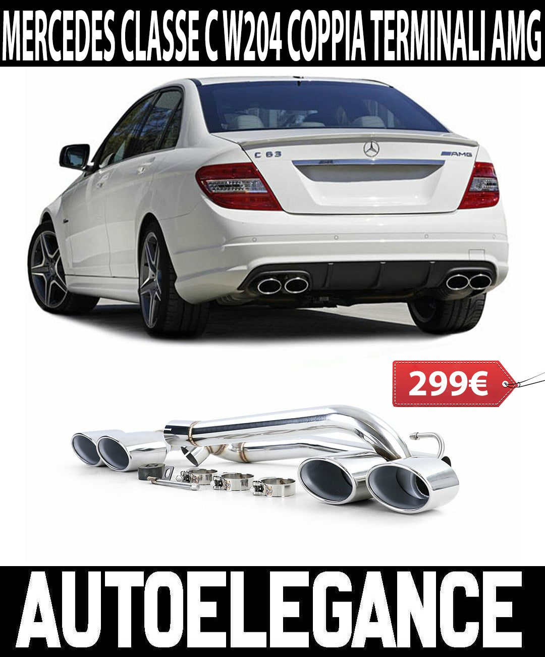 MERCEDES C-CLASS W204 2007-2014 AMG LOOK SPORT EXHAUST PIPE
