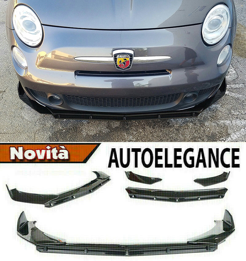 FIAT 500 2007+ FRONT BUMPER SPLITTER GLOSSY BLACK RS LOOK - 3P -