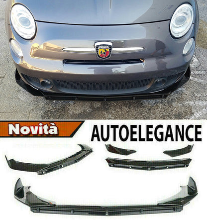 FIAT 500 2007+ FRONT BUMPER SPLITTER GLOSSY BLACK RS LOOK - 3P -