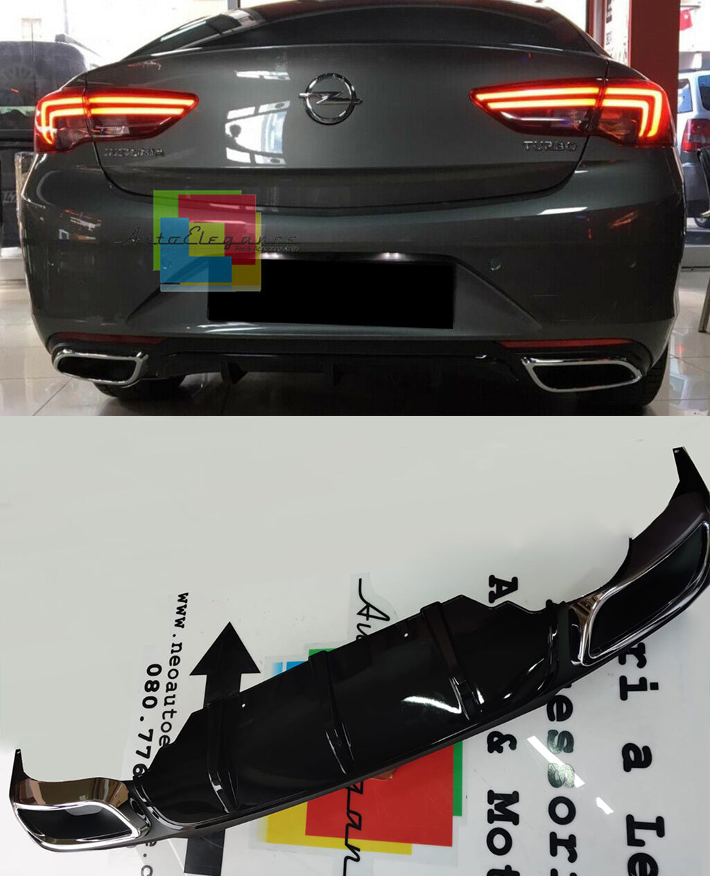 OPEL INSIGNA B 2018+ UNDER BUMPER DIFFUSER WITH OVAL TIP BLACK ABS