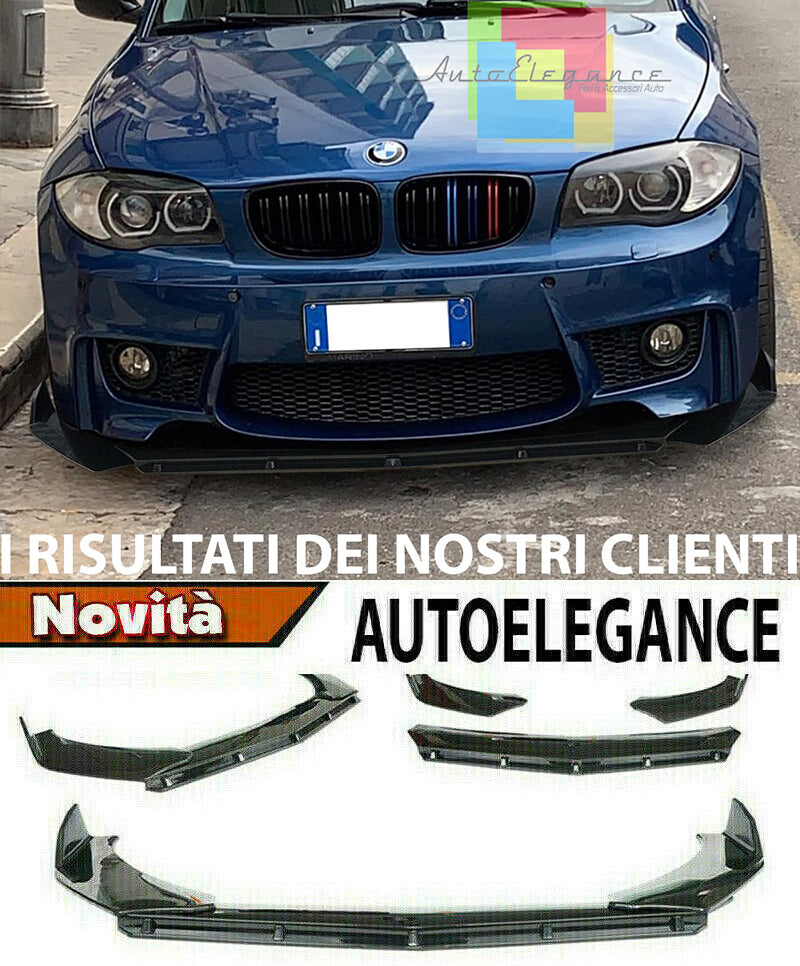 SPLITTER BMW SERIES 1 2004-2011 LIP GLOSS BLACK UNDER BUMPER ABS M1 DESIGN