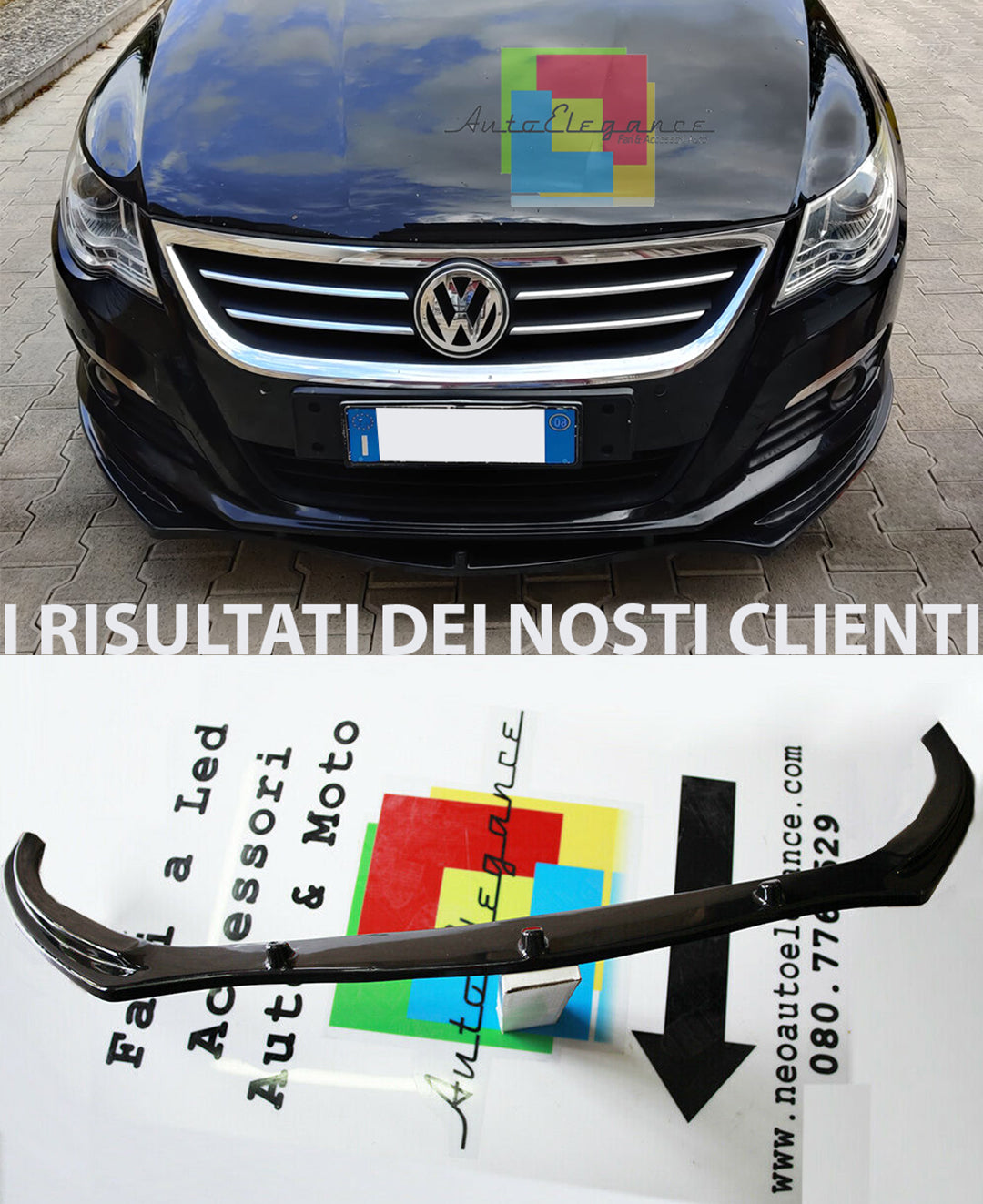VW PASSAT CC 2008-2012 LAMA SOTTO PARAURTI ANTERIORE ABS NERO SPLITTER