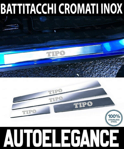 FIAT TIPO BATTITACCHI SPORTELLI LATERALI CROMATI PIASTRE ACCIAIO INOX 4 PEZZI