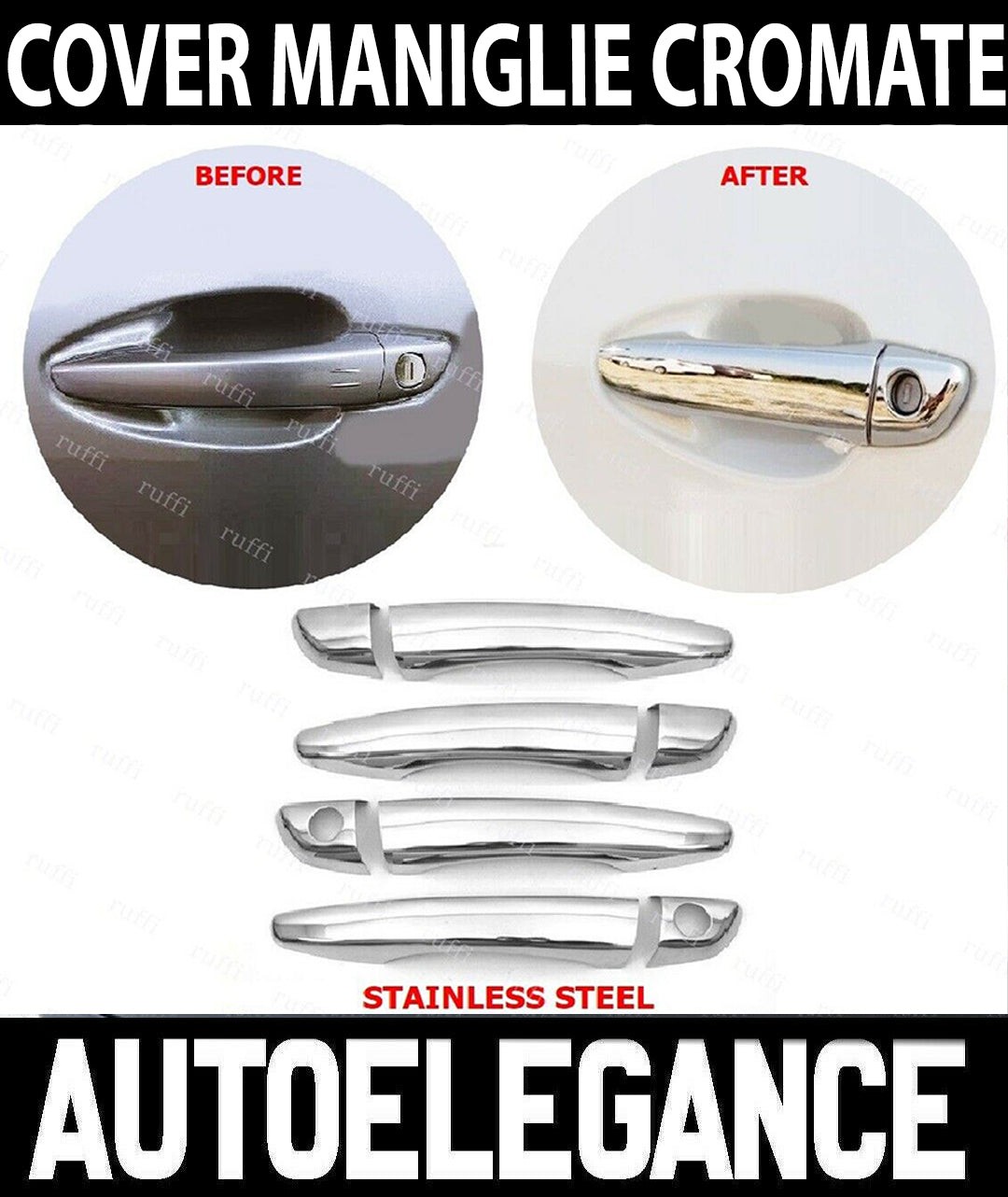 COVER MANIGLIE PER OPEL CORSA F 2019+ MODANATURA ACCIAIO INOX CROMATE AUTOELEGANCERICAMBI