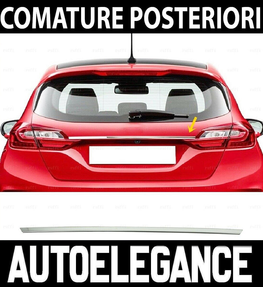 FORD FIESTA 2017+ MODANATURA COFANO POSTERIORE ACCIAIO INOX CROMATO