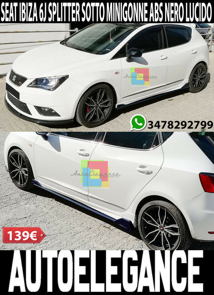 SEAT IBIZA 6J SPOILER FR SPOILER LATERALI SOTTO MINIGONNA ABS NERO SPLITTER