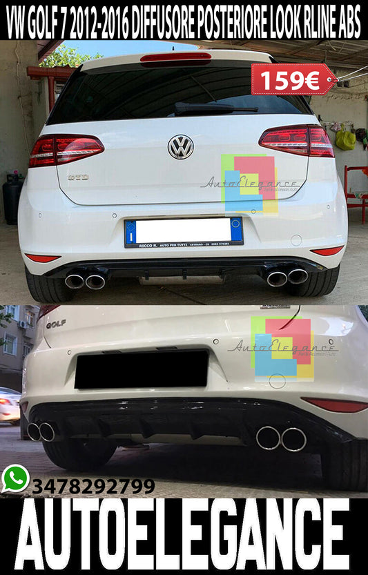 VW GOLF 7 VII 2012-2016 REAR BUMPER DIFFUSER IN ABS TUNING