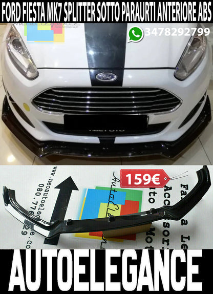 SPLITTER SPOILER UNDER FRONT BUMPER FORD FIESTA MK7 2012-2017 BLACK ABS