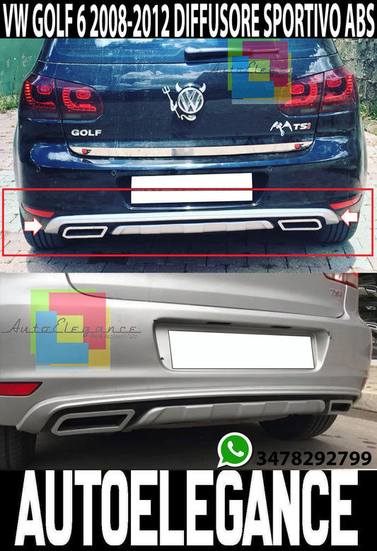 REAR BUMPER DIFFUSER VW GOLF 6 VI 2008-2012 IN ABS TUNING R