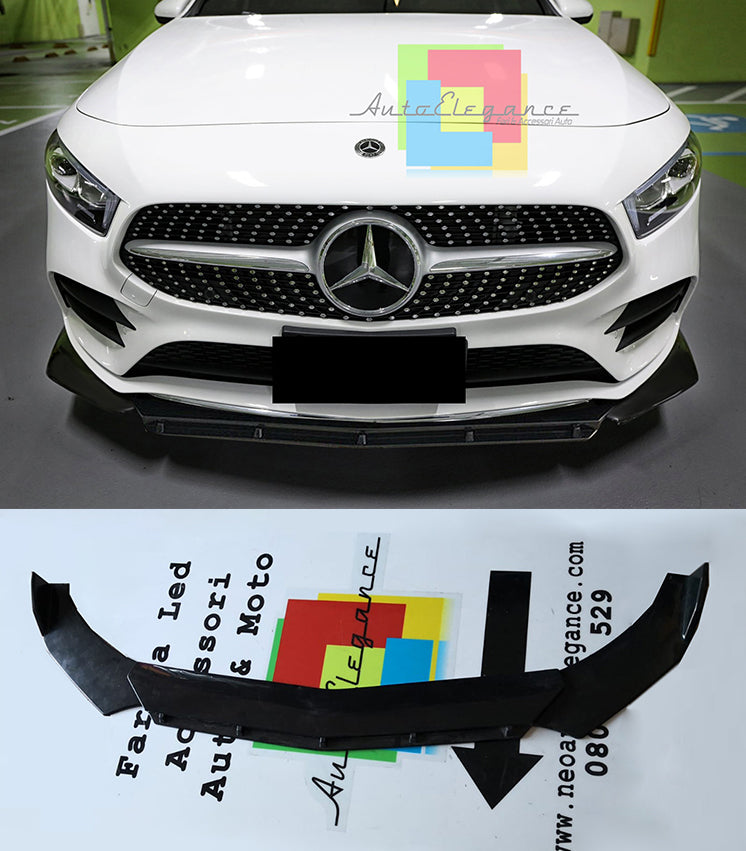 MERCEDES A-CLASS W177 2018+ FRONT BUMPER SPLITTER ABS GLOSSY BLACK