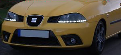 SEAT IBIZA 6L 2002-2008 FARI ANTERIORI NERI POSIZIONE LED LENTICOLARI H1 / H1