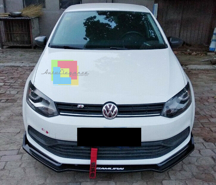 VW POLO 6R 6C LAMA SOTTO PARAURTI ANTERIORE IN ABS LOOK SPORTIVO NERO SPLITTER
