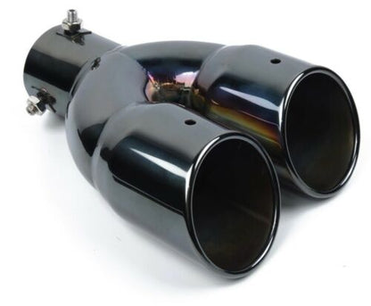 VW GOLF 7 VII EXHAUST TIPPS STAINLESS STEEL GLOSS BLACK RLINE LOOK