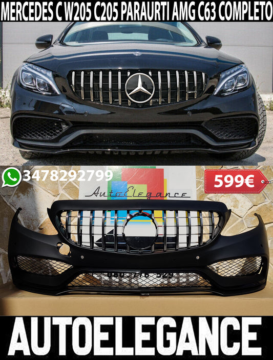 MERCEDES C W205 S205 C205 2014-2019 BUMPER WITH FRONT GRILLE AMG LOOK C63