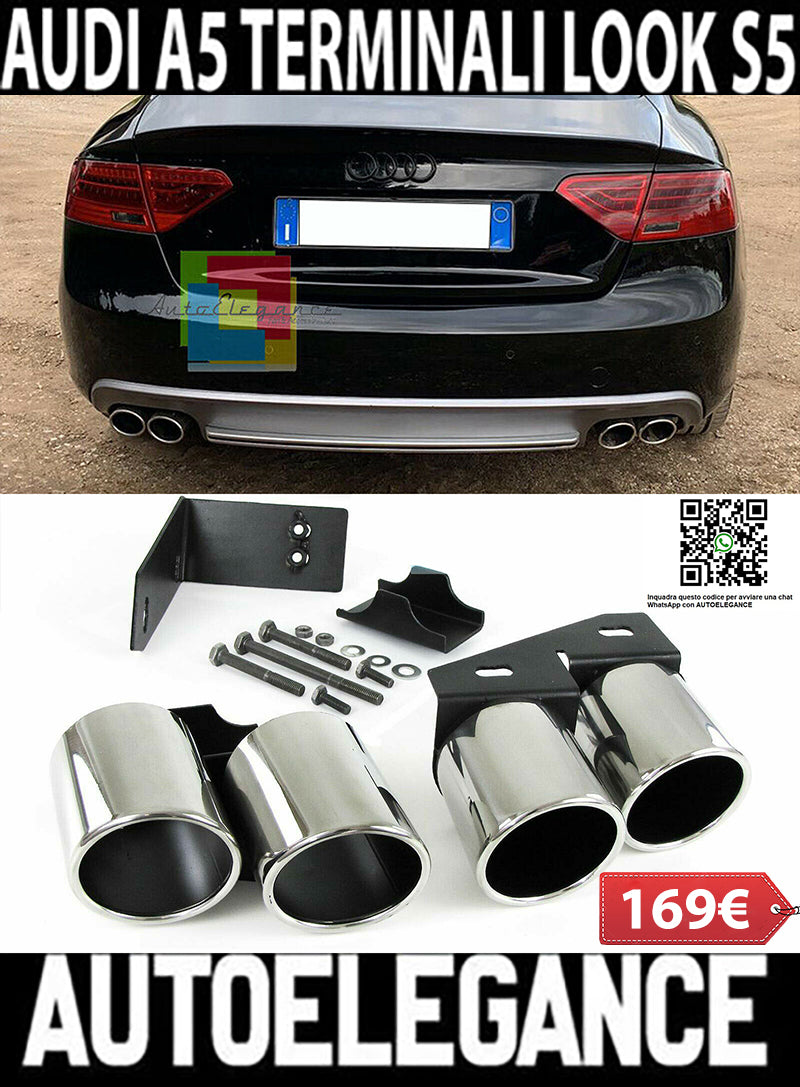 AUDI A5 COUPE SPORTBACK DOUBLE EXHAUST TIPPER S5 SLINE STAINLESS STEEL