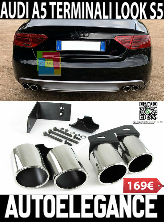 AUDI A5 COUPE SPORTBACK DOUBLE EXHAUST TIPPER S5 SLINE STAINLESS STEEL
