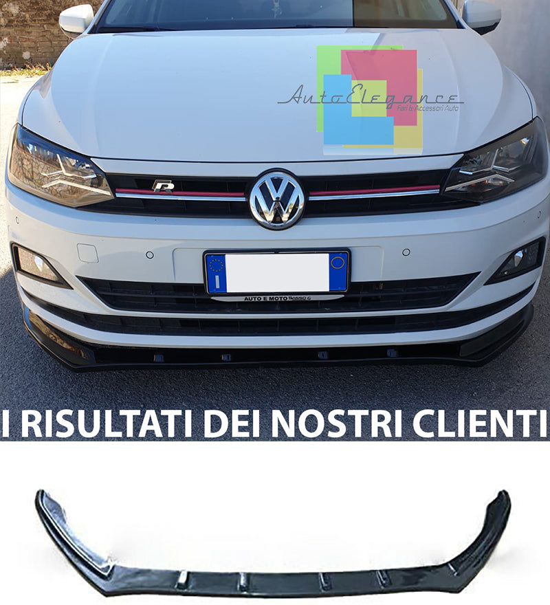 VW POLO AW1 2018+ SOTTO PARAURTI ANTERIORE ABS LAMA NERO LUCIDO SPLITTER