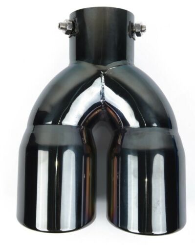 VW GOLF 7 VII EXHAUST TIPPS STAINLESS STEEL GLOSS BLACK RLINE LOOK