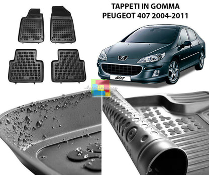 PEUGEOT 407 2004-2011 TAPPETINI AUTO IN GOMMA - TAPPETI TOP QUALITA -1-