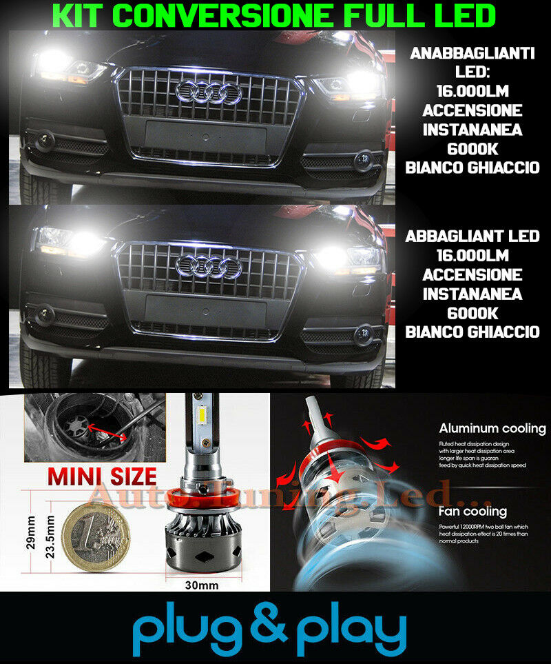LAMPADE ANABBAGLIANTI + ABBAGLIANTI LED 16.000LM PER AUDI Q3 NO AVARIA
