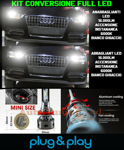 LAMPADE ANABBAGLIANTI + ABBAGLIANTI LED 16.000LM PER AUDI Q3 NO AVARIA