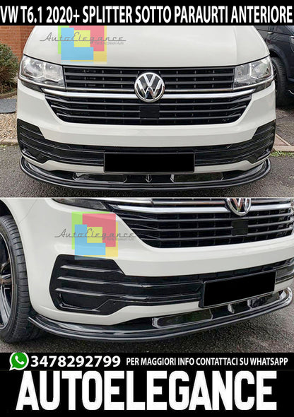 SPLITTER VW TRANSPORTER T6.1 2020+ UNDER FRONT BUMPER ABS GLOSSY BLACK BLADE