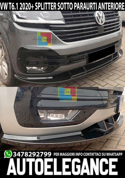 LAMA VW T6.1 2020+ LABBRO SOTTO PARAURTI ANTERIORE ABS LUCIDO SPLITTER