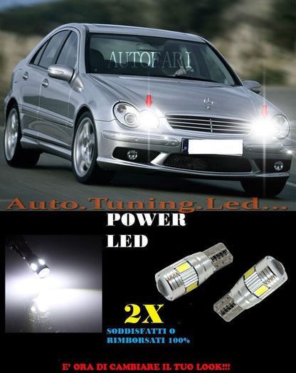 LUCI POSIZIONE MERCEDES CLASSE C W203 CANBUS T10 BIANCO 6 LED SUPER QUALITA