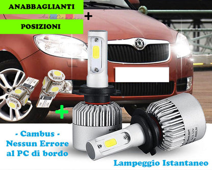 HIGH BEAM + LOW BEAM + POSITIONS LED LAMPS SKODA FABIA II 2006-2014 ---
