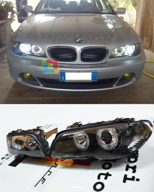 BMW 3 SERIES E46 2003-2006 COUPE CABRIO ANGEL EYES WHITE LED HEADLIGHTS -.