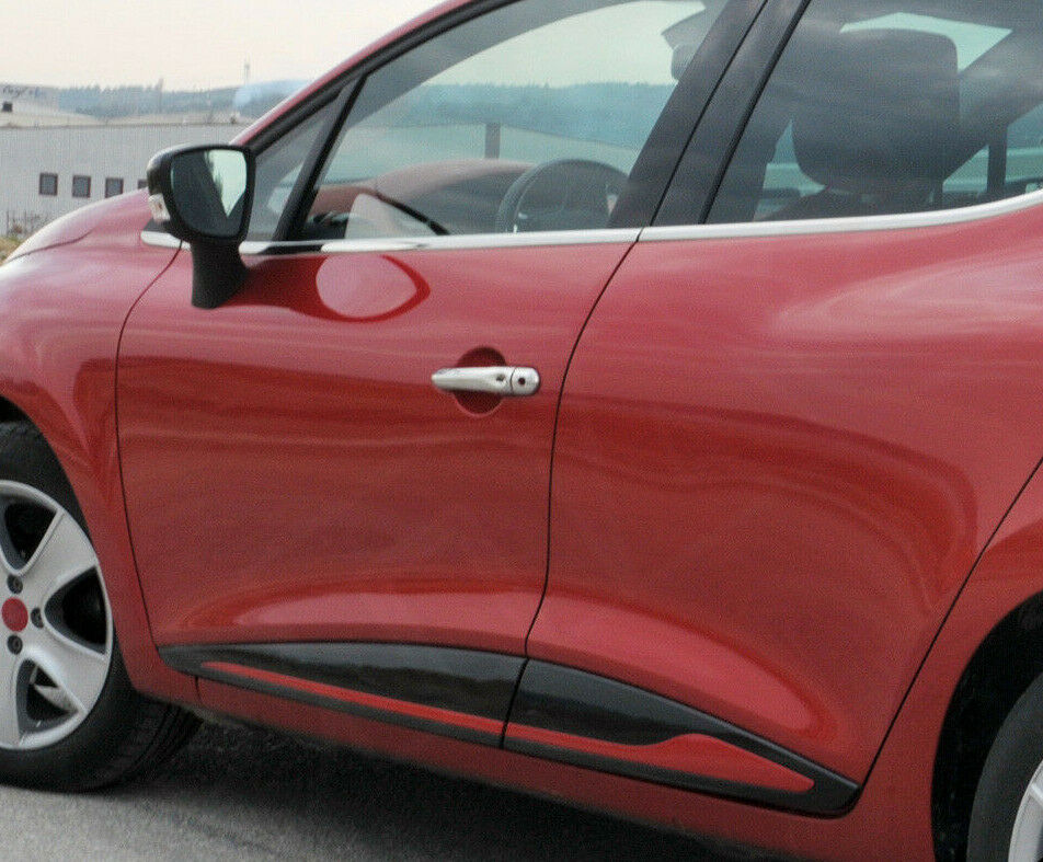 MODANATURE ADESIVE PER RENAULT CLIO 4 IV 2012+ CORNICI ROSSE ACCIAIO INOX .