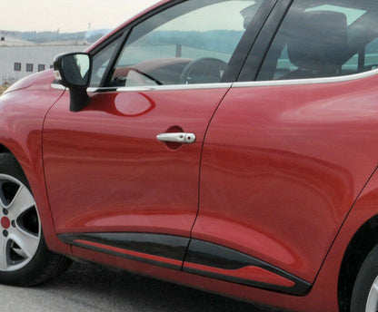MODANATURE ADESIVE PER RENAULT CLIO 4 IV 2012+ CORNICI ROSSE ACCIAIO INOX .