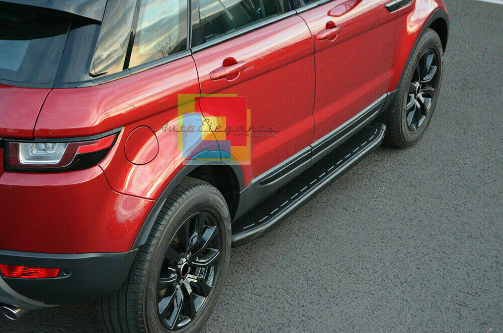 PEDANE LATERALI PER RANGE ROVER EVOQUE 2011-2018 SOTTO PORTA ALLUNINIO NERO -