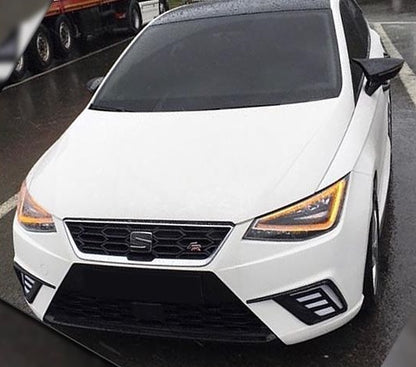 SEAT IBIZA V 2017+ CALOTTE ADESIVE SPECCHI SPECCHIETTI RETROVISORI NERO LUCIDO