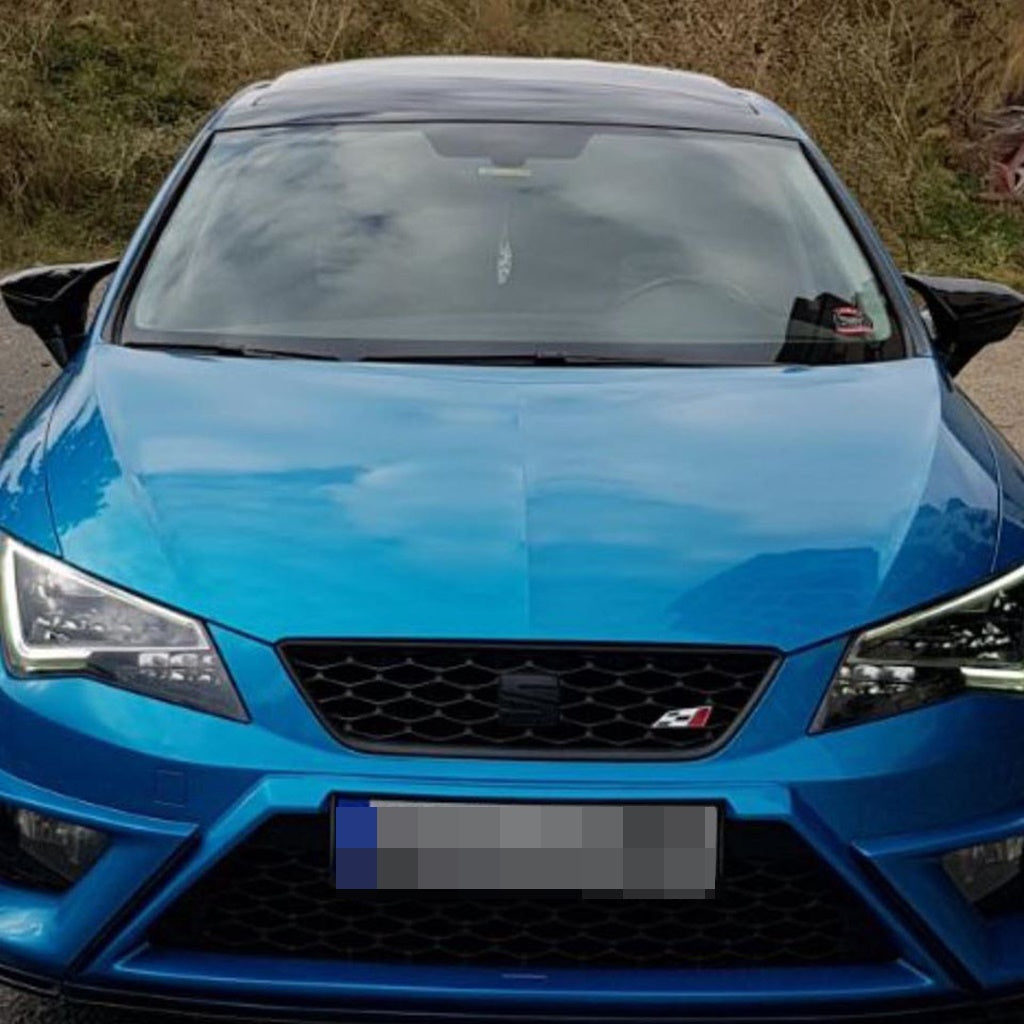 SEAT IBIZA 6J 2008-2016 CALOTTE ADESIVE SPECCHI SPECCHIETTI RETROVISORI NERO LUCIDO