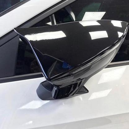 SEAT LEON 5F 2012+ CALOTTE ADESIVE SPECCHI SPECCHIETTI RETROVISORI NERO LUCIDO