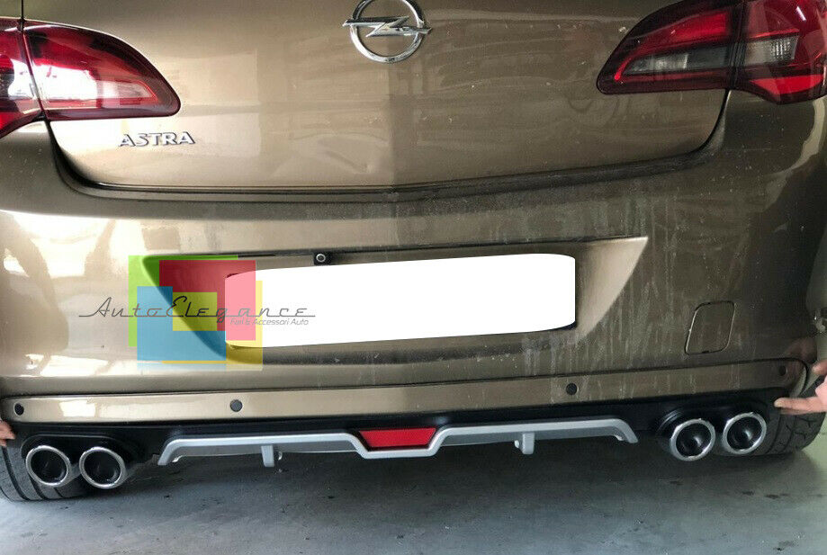 SOTTO PARAURTI POSTERIORE OPEL ASTRA J 2009+ DIFFUSORE QUATTRO TERMINALI ABS -