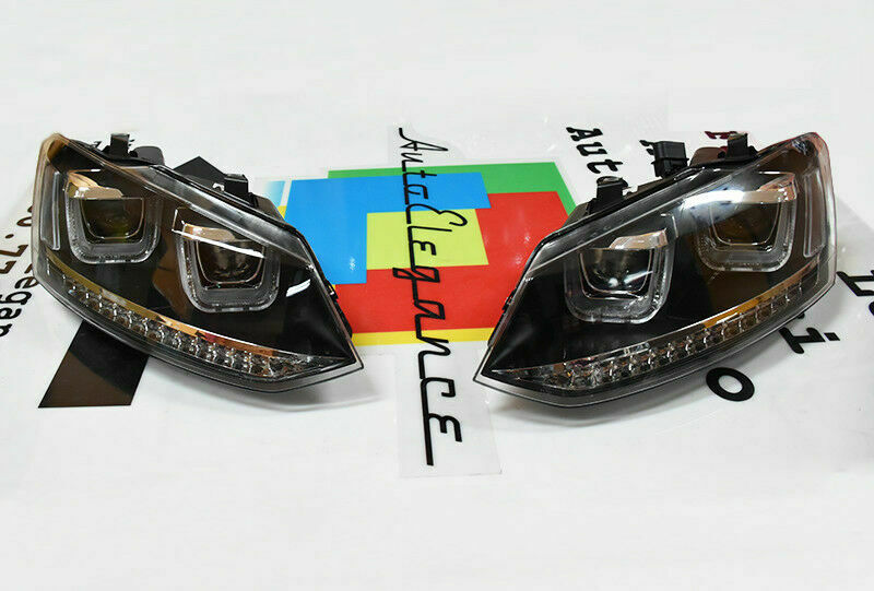 VW POLO 6R 2009 IN POI FARI ANTERIORI LENTICOLARI GTI ANGEL EYES LED .-