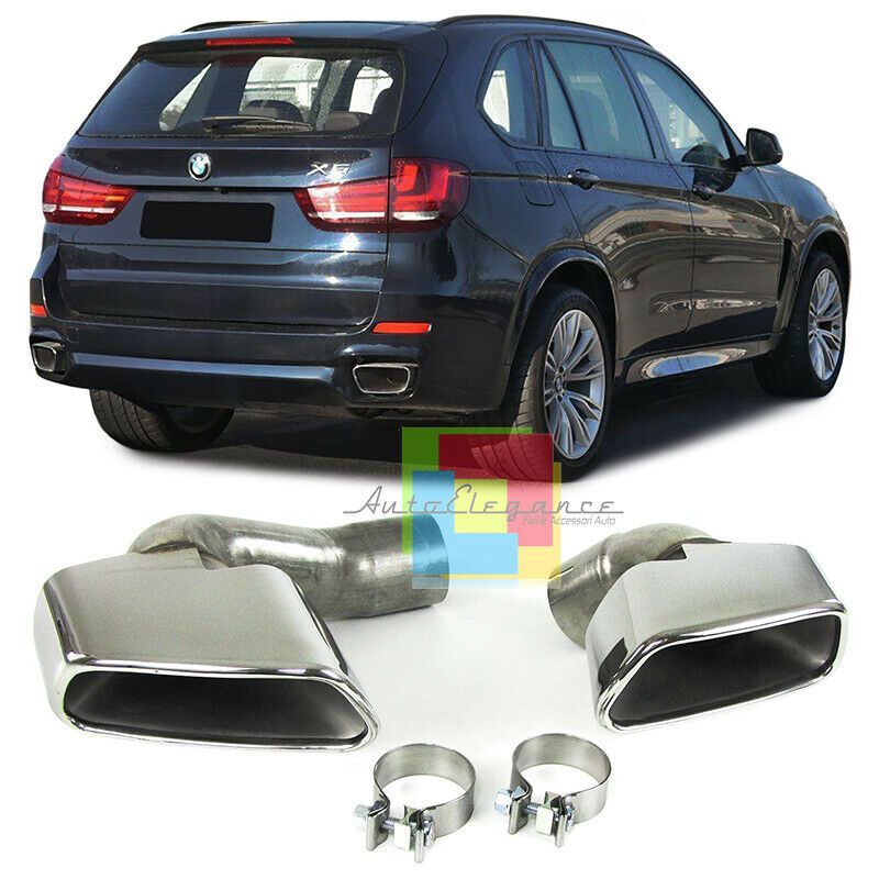 COPPIA TERMINALI DI SCARICO BMW X5 F15 DAL 2012 IN POI ACCIAIO INOX CROMATO .- AUTOELEGANCERICAMBI