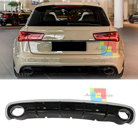 UNDER BUMPER + STEEL TERMINALS FOR AUDI A6 4G 2010-2014 RS6 DESIGN DIFFUSER