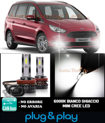 LAMPADE FENDINEBBIA A LED CREE FORD GALAXY III CAMBUS BIANCO GHIACCIO 8000LM