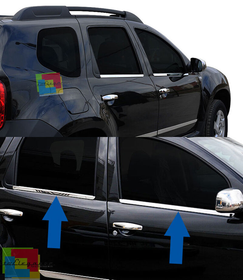 CORNICE FINESTRINI BORDO CROMATA Dacia Duster 2010+ ACCIAIO INOX AUTOELEGANCERICAMBI