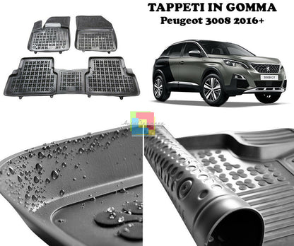 PEUGEOT 3008 2016 ONWARDS RUBBER CAR MATS - TOP QUALITY MATS -1-