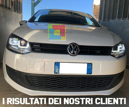 VW POLO 6R 2009 IN POI FARI ANTERIORI LENTICOLARI GTI ANGEL EYES LED .-